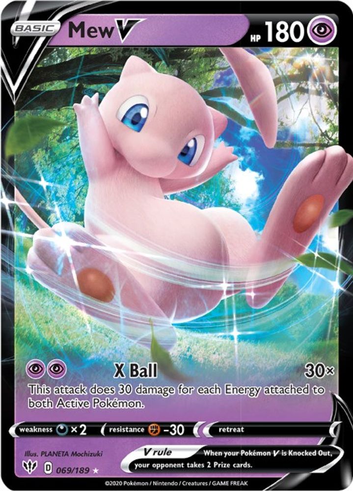 Mew V 069  - Holofoil SWSH03 Darkness Ablaze - Ultra Rare