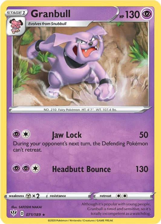 Granbull 071  SWSH03 Darkness Ablaze - Rare