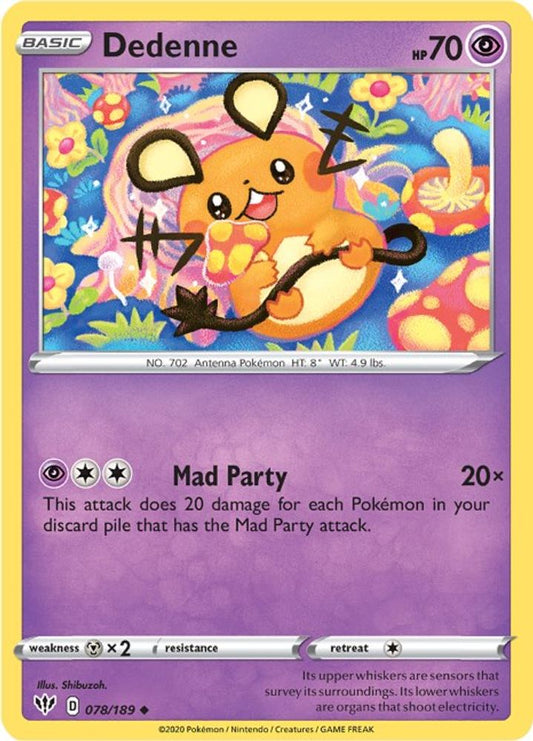 Dedenne 078  SWSH03 Darkness Ablaze - Uncommon