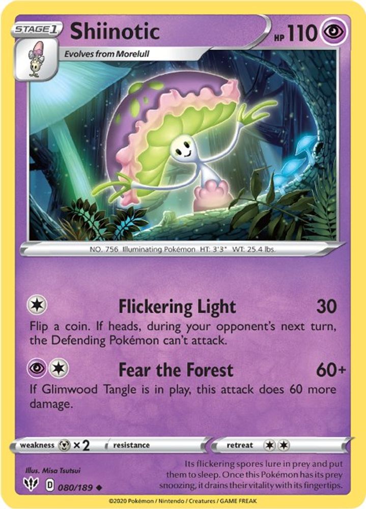 Shiinotic 080  SWSH03 Darkness Ablaze - Uncommon