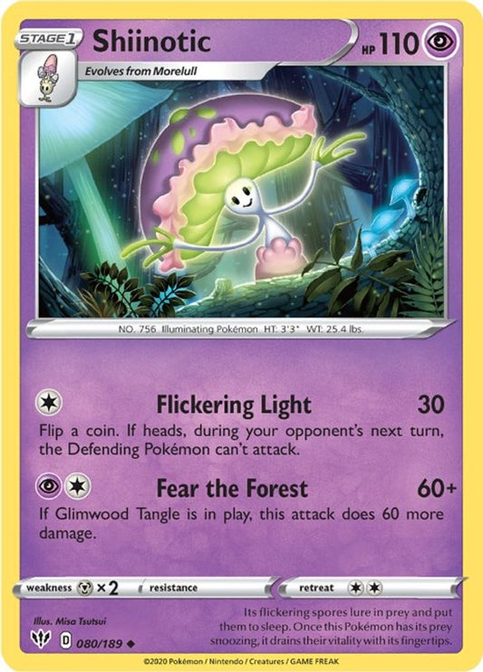 Shiinotic 080  - Reverse Holofoil SWSH03 Darkness Ablaze - Uncommon