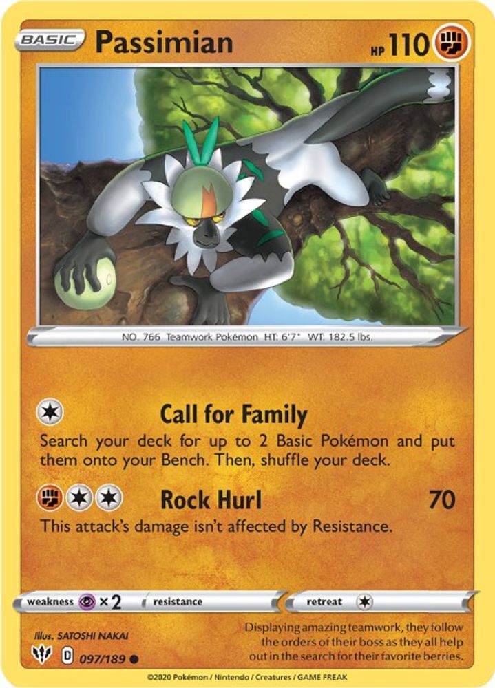 Passimian 097  - Reverse Holofoil SWSH03 Darkness Ablaze - Common