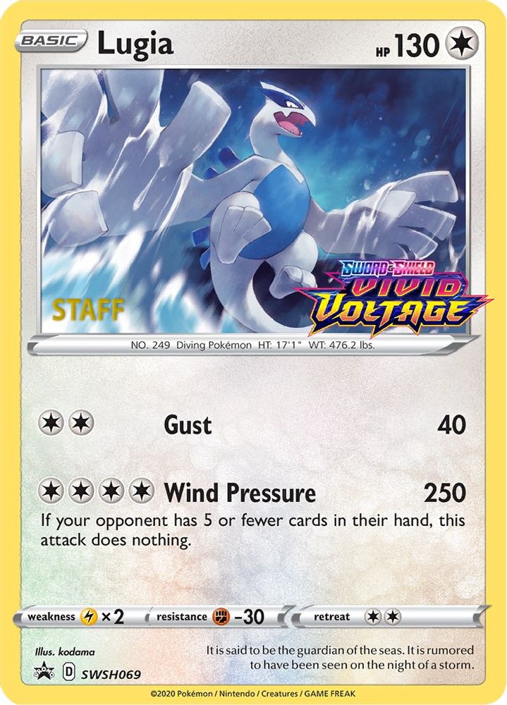 Lugia - SWSH069 (Prerelease) [Staff]  - Holofoil SWSH Sword & Shield Promo Cards - Promo