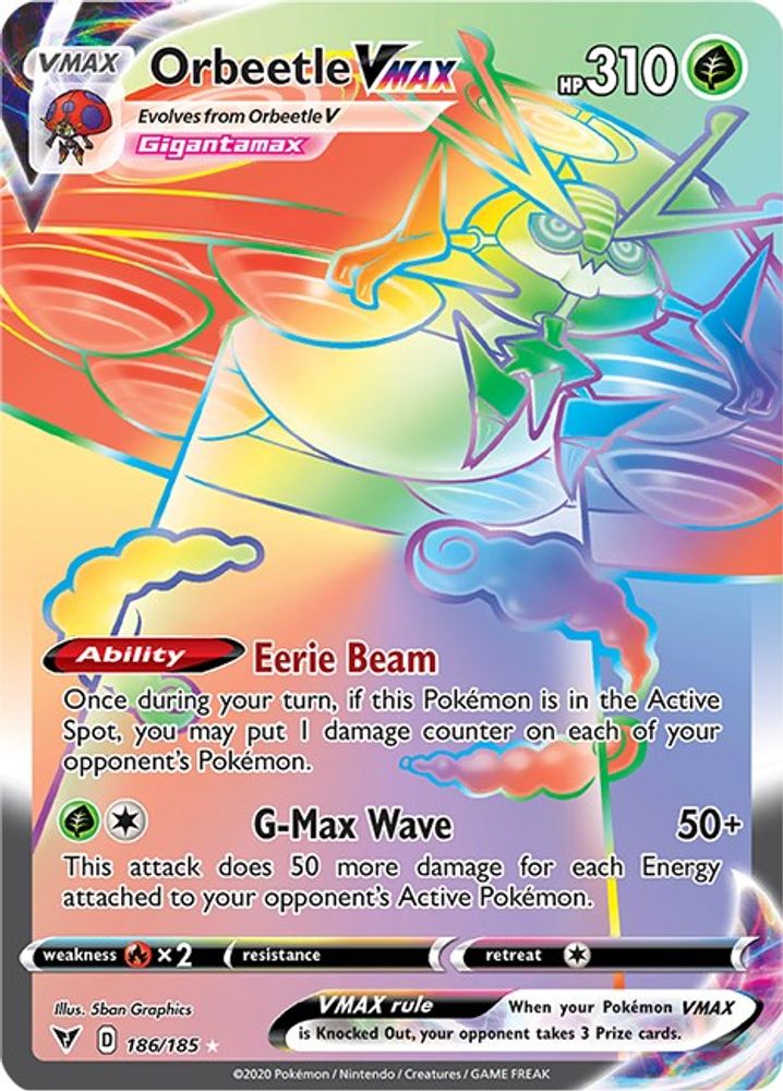 Orbeetle VMAX (Secret) 186  - Holofoil SWSH04 Vivid Voltage - Secret Rare