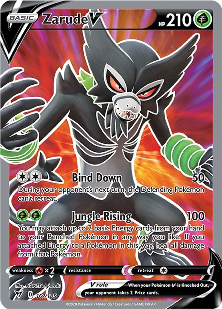 Zarude V (Full Art) 167  - Holofoil SWSH04 Vivid Voltage - Ultra Rare