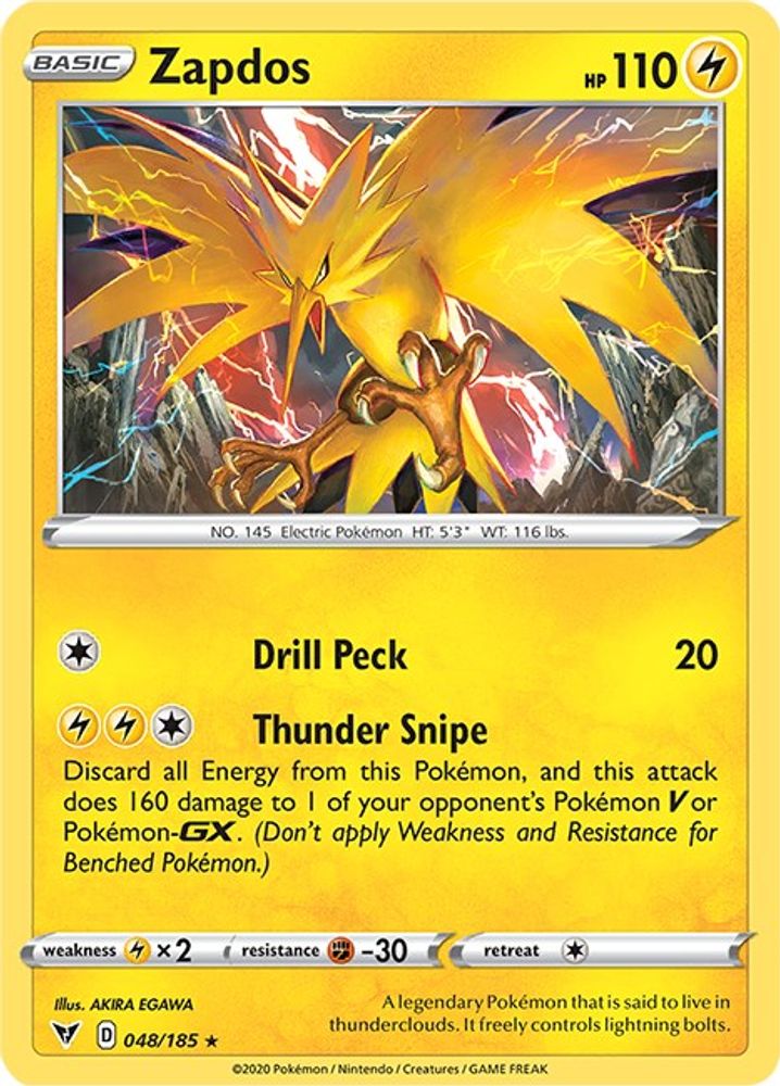 Zapdos 048  - Reverse Holofoil SWSH04 Vivid Voltage - Holo Rare