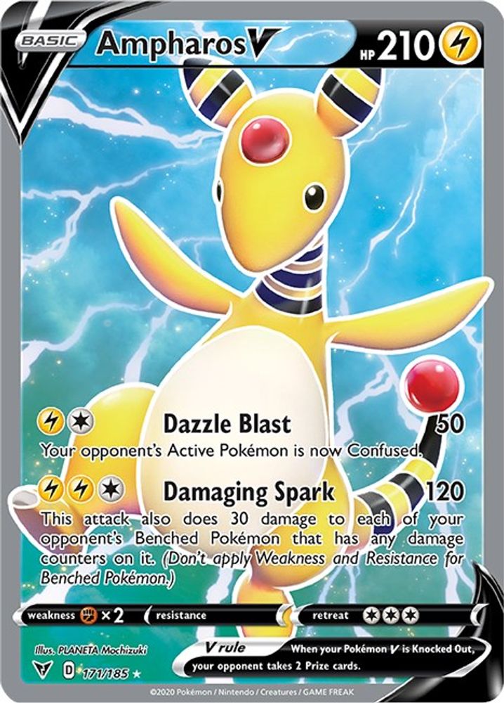 Ampharos V (Full Art) 171  - Holofoil SWSH04 Vivid Voltage - Ultra Rare