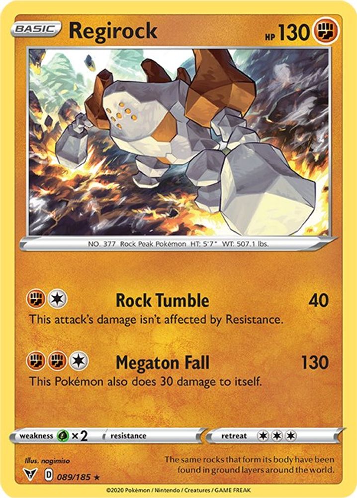 Regirock 089  - Reverse Holofoil SWSH04 Vivid Voltage - Holo Rare