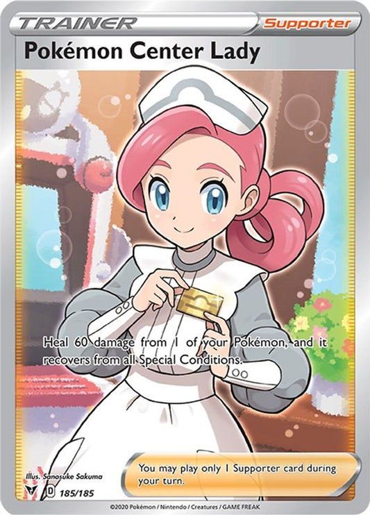 Pokemon Center Lady (Full Art) 185  - Holofoil SWSH04 Vivid Voltage - Ultra Rare