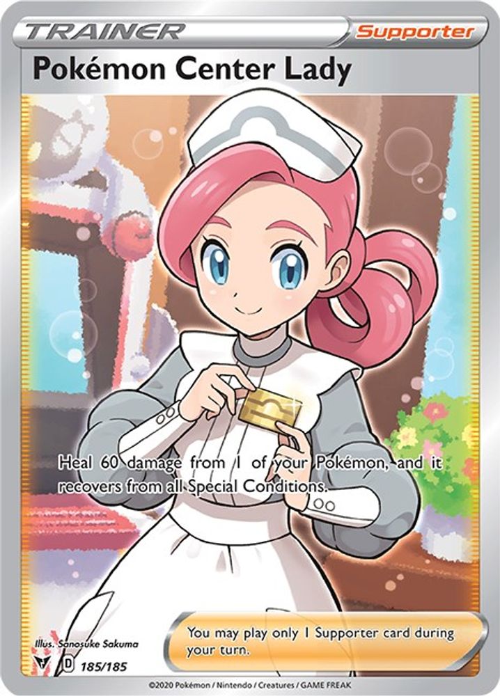 Pokemon Center Lady (Full Art) 185  - Holofoil SWSH04 Vivid Voltage - Ultra Rare