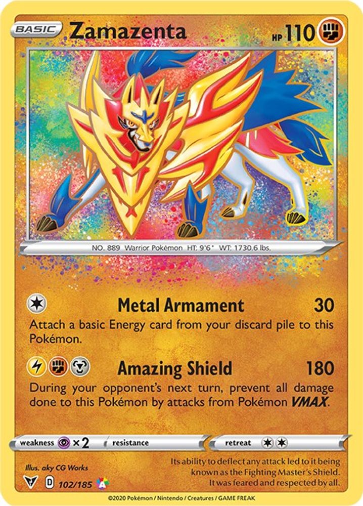 Zamazenta 102  - Holofoil SWSH04 Vivid Voltage - Amazing Rare