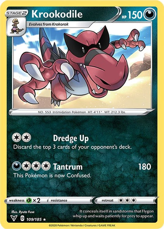 Krookodile 109  - Reverse Holofoil SWSH04 Vivid Voltage - Rare