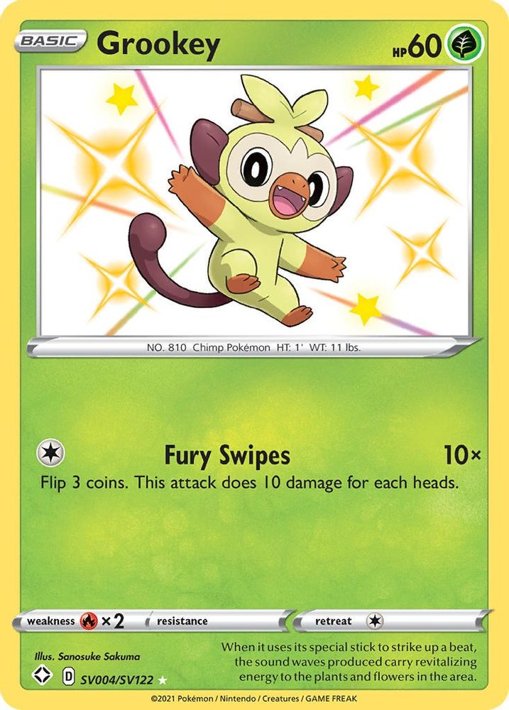 Grookey SV004  - Holofoil Shining Fates Shiny Vault - Shiny Holo Rare