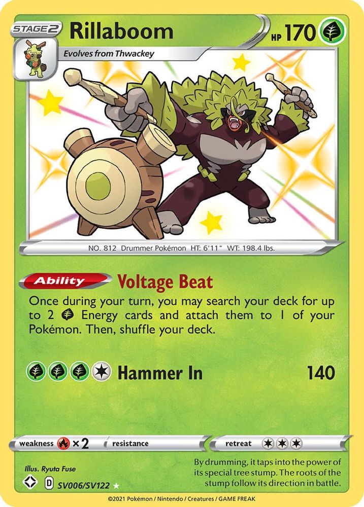 Rillaboom SV006  - Holofoil Shining Fates Shiny Vault - Shiny Holo Rare