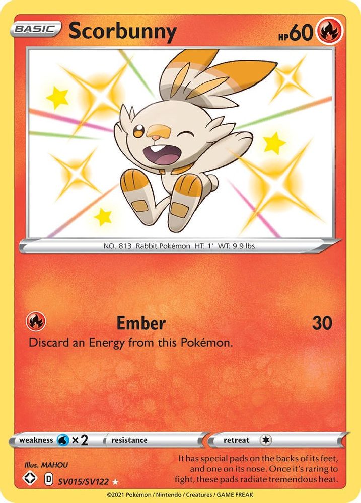 Scorbunny SV015  - Holofoil Shining Fates Shiny Vault - Shiny Holo Rare