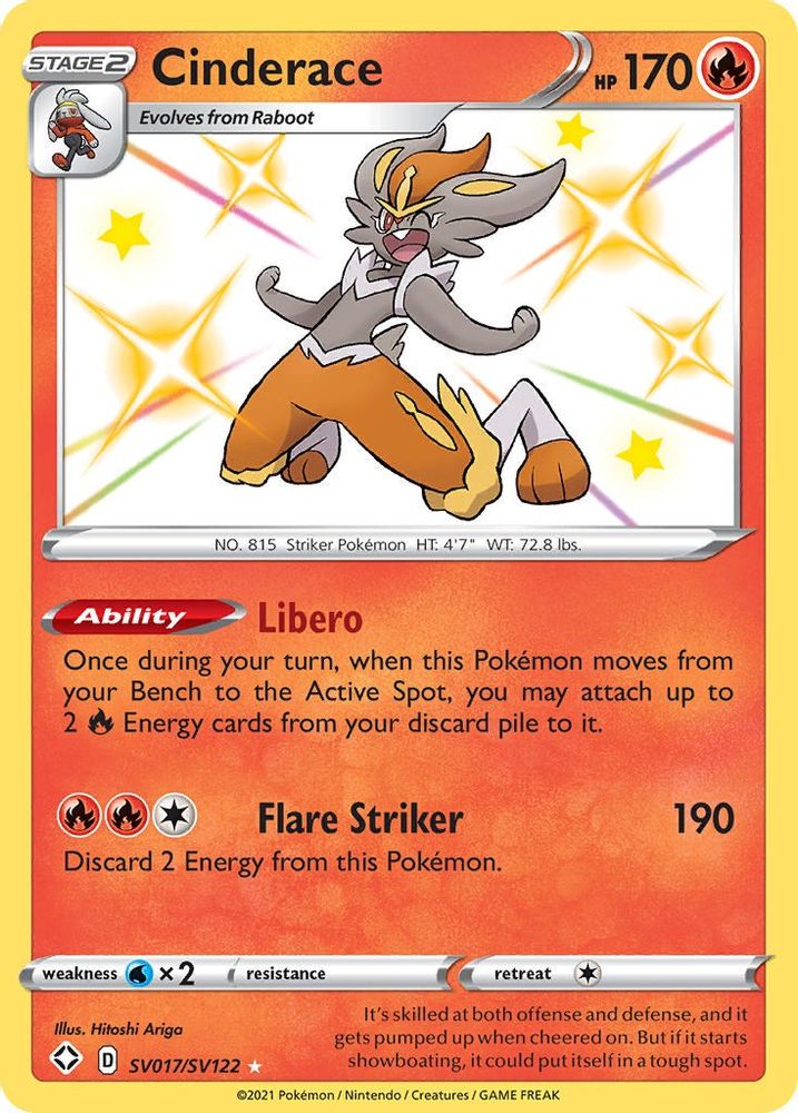 Cinderace SV017  - Holofoil Shining Fates Shiny Vault - Shiny Holo Rare