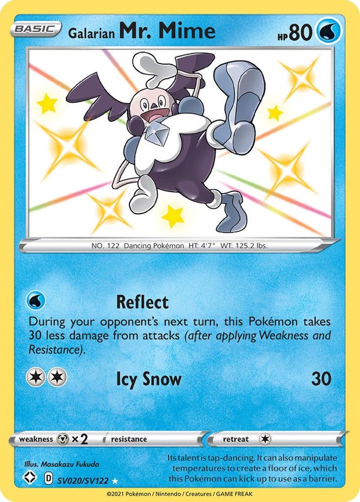 Galarian Mr. Mime SV020  - Holofoil Shining Fates Shiny Vault - Shiny Holo Rare