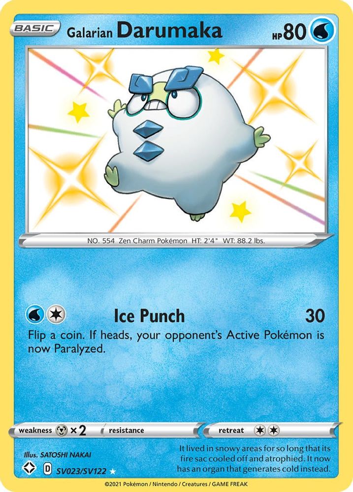 Galarian Darumaka SV023  - Holofoil Shining Fates Shiny Vault - Shiny Holo Rare