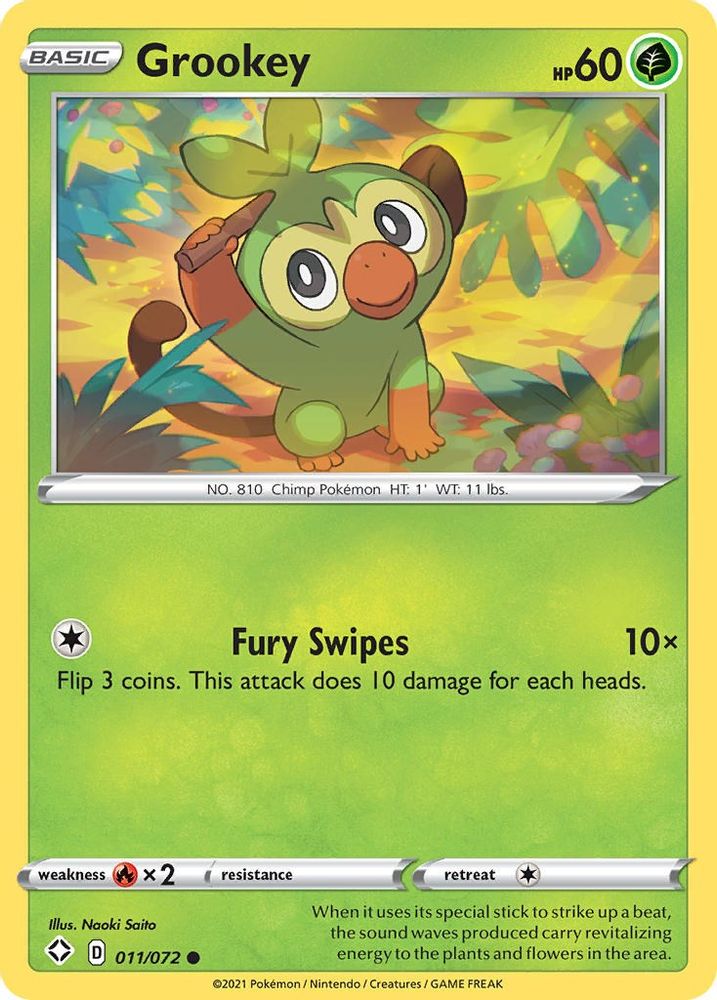 Grookey 011  - Reverse Holofoil Shining Fates - Common