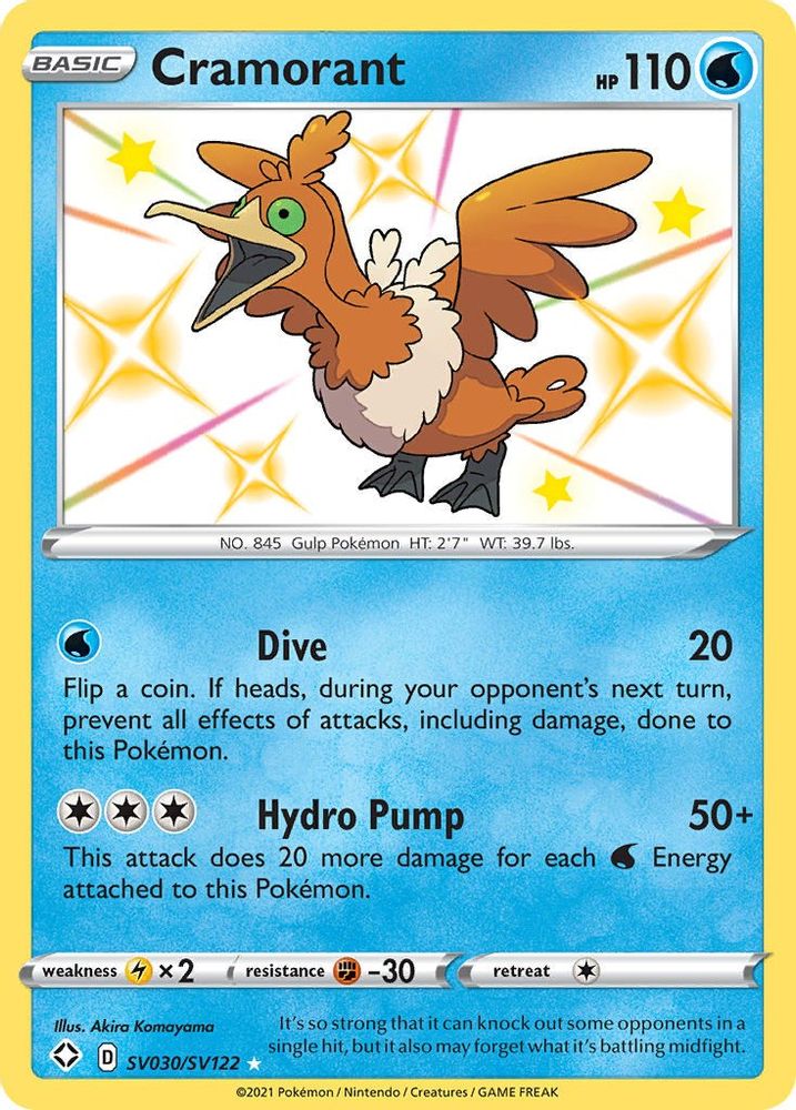 Cramorant SV030  - Holofoil Shining Fates Shiny Vault - Shiny Holo Rare