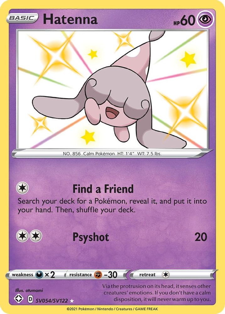 Hatenna SV054  - Holofoil Shining Fates Shiny Vault - Shiny Holo Rare