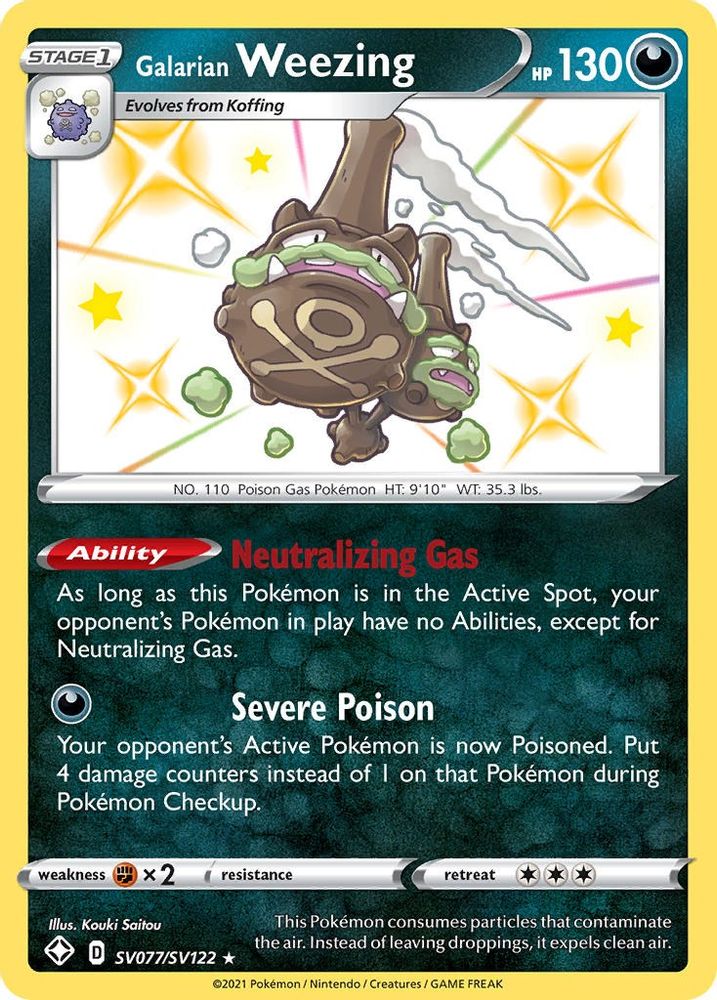 Galarian Weezing SV077  - Holofoil Shining Fates Shiny Vault - Shiny Holo Rare