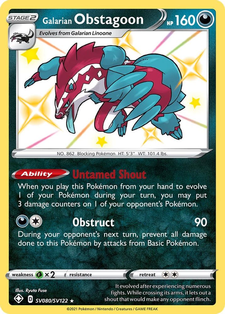 Galarian Obstagoon SV080  - Holofoil Shining Fates Shiny Vault - Shiny Holo Rare