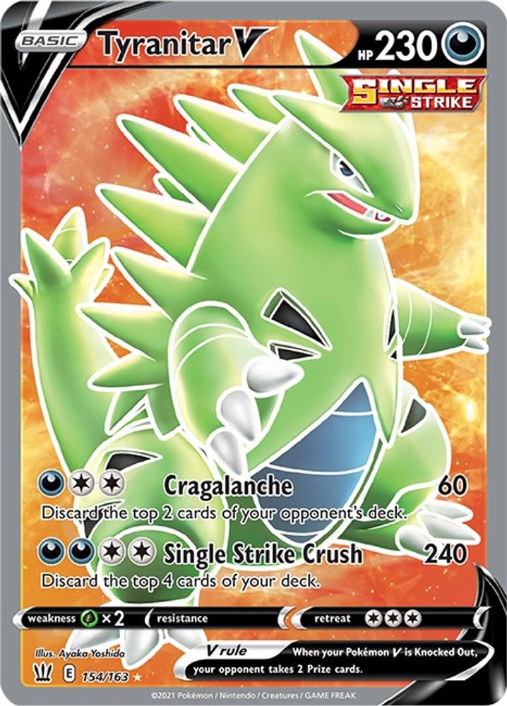 Tyranitar V (Full Art) 154  - Holofoil SWSH05 Battle Styles - Ultra Rare