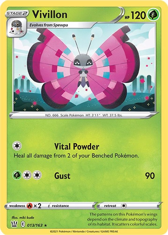 Vivillon 013  - Reverse Holofoil SWSH05 Battle Styles - Rare