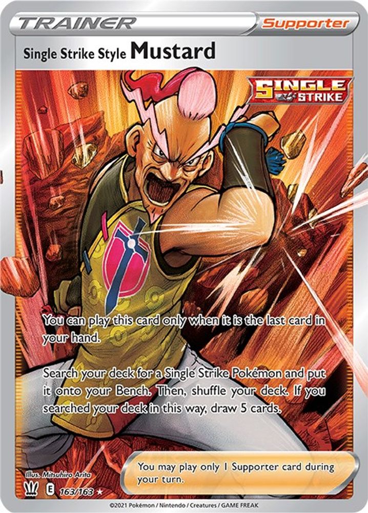 Single Strike Style Mustard (Full Art) 163  - Holofoil SWSH05 Battle Styles - Ultra Rare