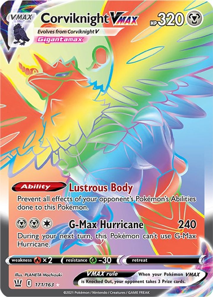 Corviknight VMAX (Secret) 171/163  - Holofoil SWSH05 Battle Styles - Secret Rare
