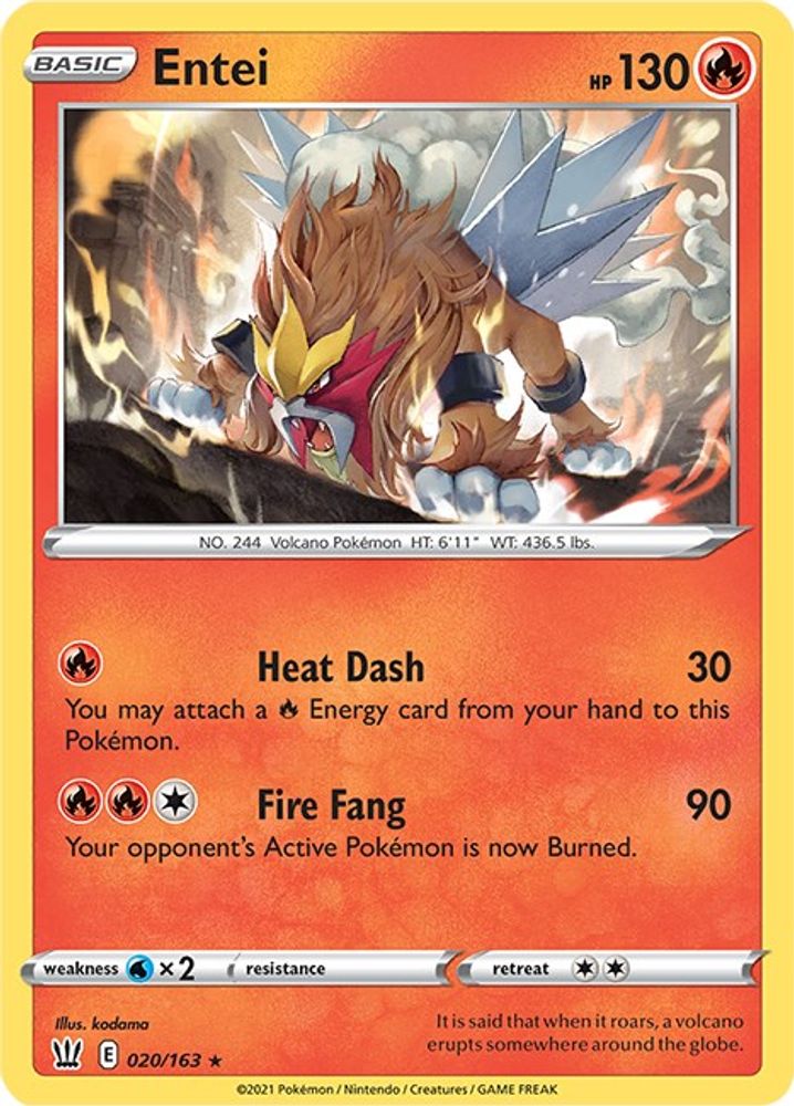 Entei 020  - Holofoil SWSH05 Battle Styles - Holo Rare