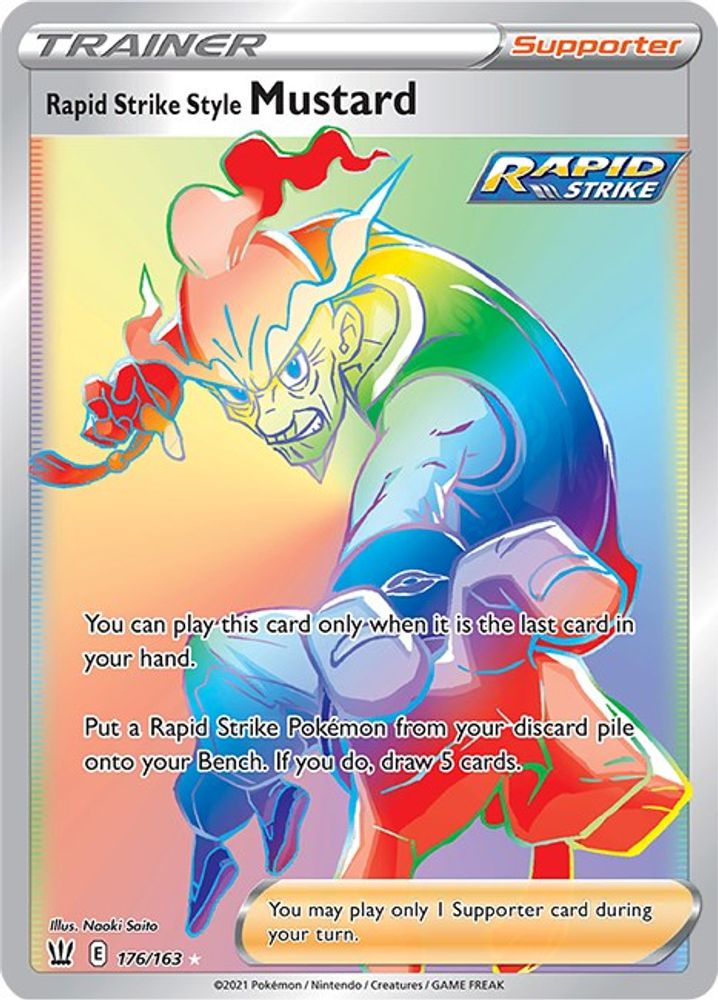 Rapid Strike Style Mustard (Secret) 176/163  - Holofoil SWSH05 Battle Styles - Secret Rare