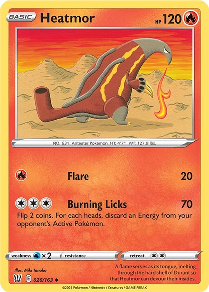 Heatmor 026  - Reverse Holofoil SWSH05 Battle Styles - Uncommon