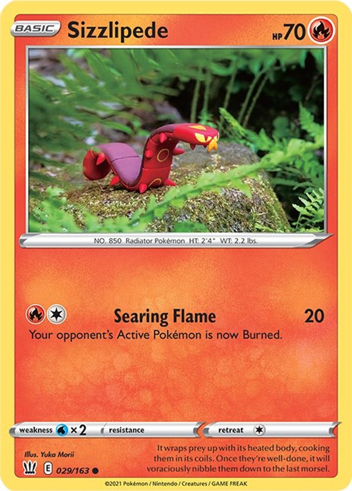 Sizzlipede 029  - Reverse Holofoil SWSH05 Battle Styles - Common