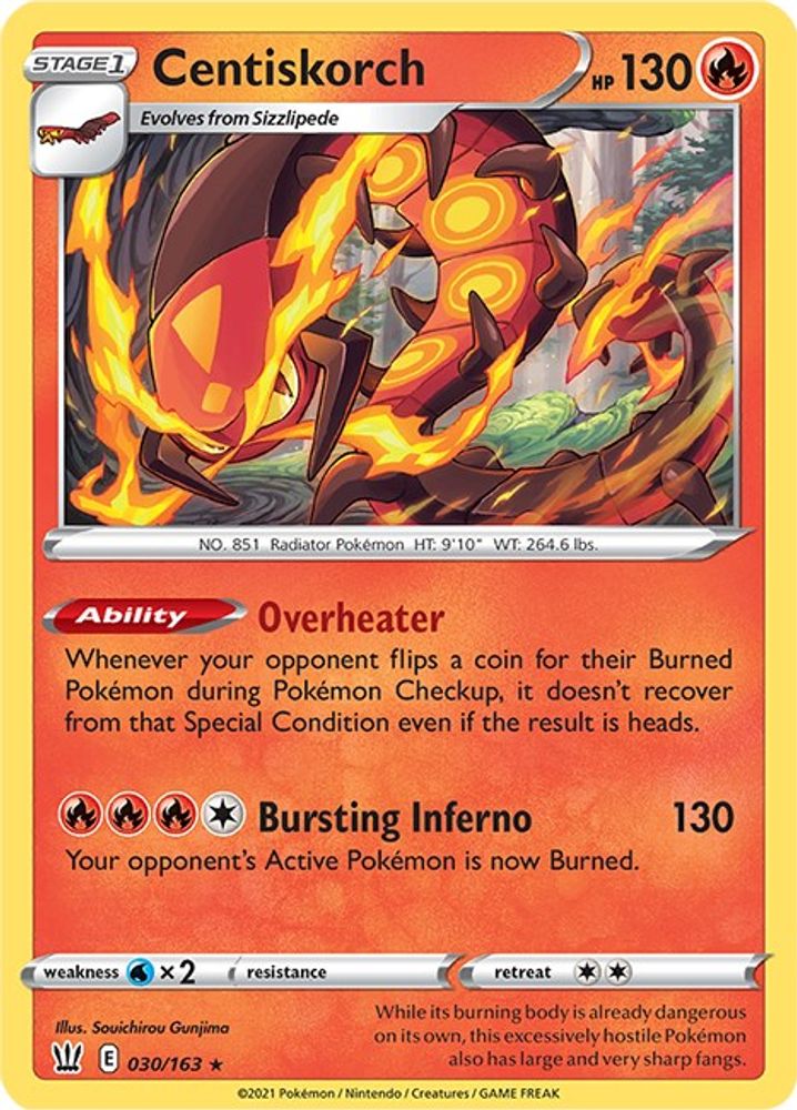 Centiskorch 030  - Reverse Holofoil SWSH05 Battle Styles - Rare