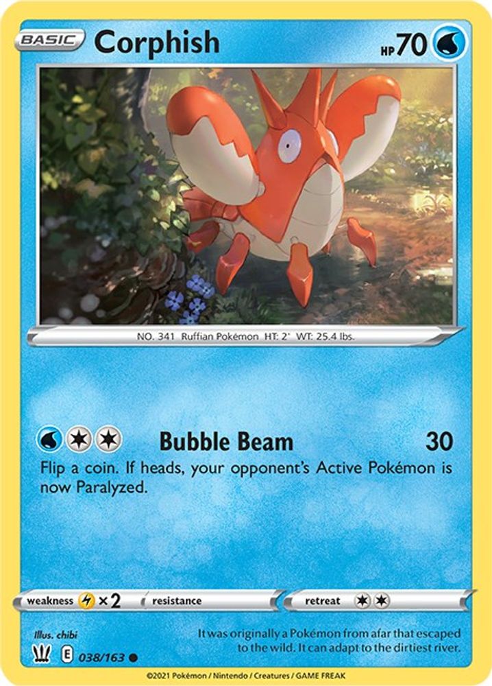 Corphish 038  - Reverse Holofoil SWSH05 Battle Styles - Common