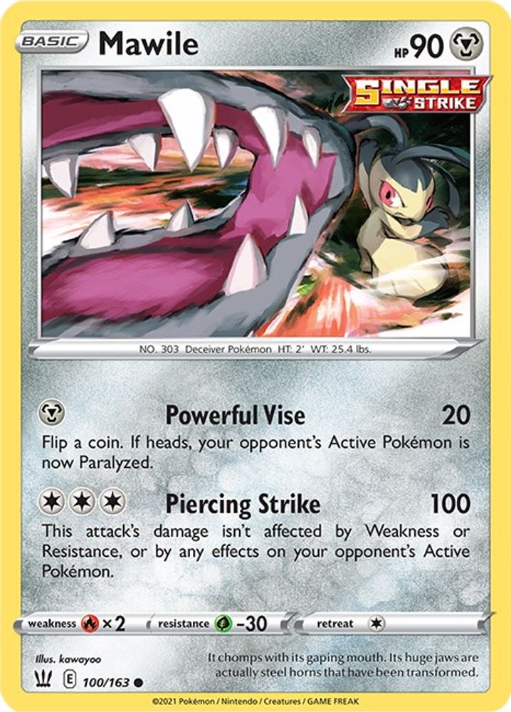 Mawile 100  - Reverse Holofoil SWSH05 Battle Styles - Common