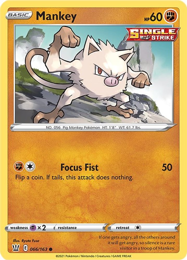 Mankey 066  - Reverse Holofoil SWSH05 Battle Styles - Common