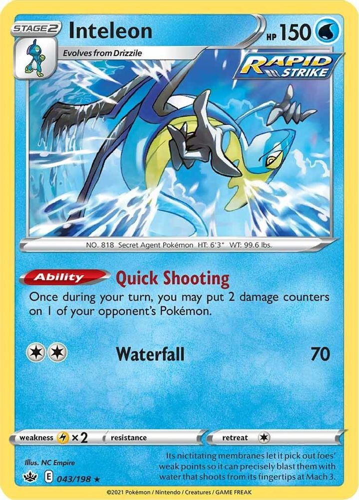 Inteleon 043  - Holofoil SWSH06 Chilling Reign - Holo Rare