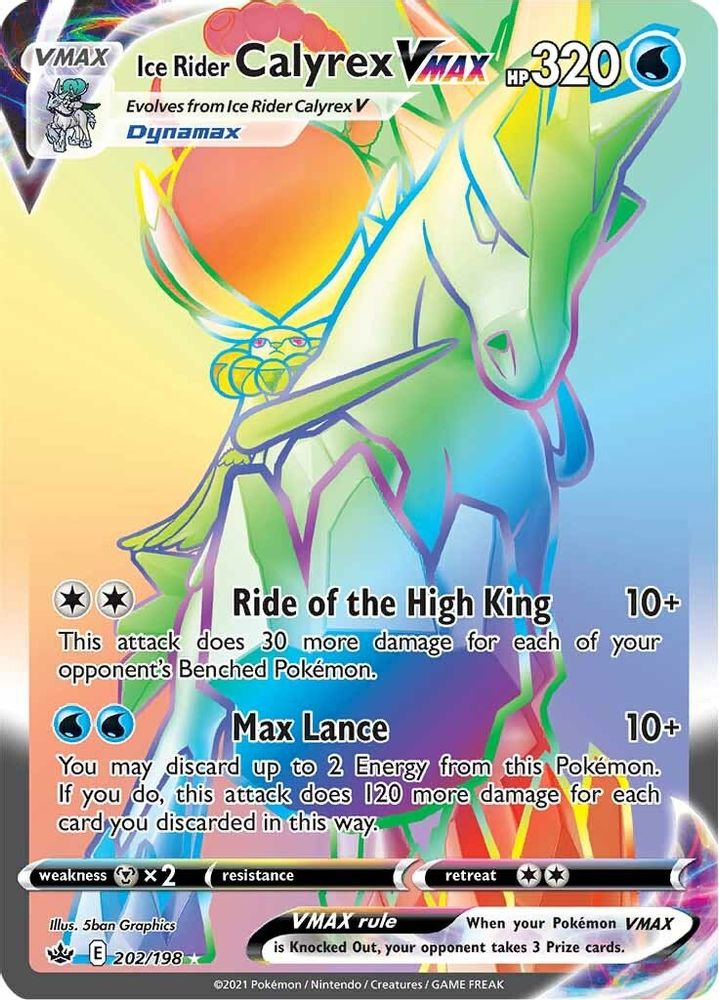 Ice Rider Calyrex VMAX (Secret)/198  - Holofoil SWSH06 Chilling Reign - Secret Rare