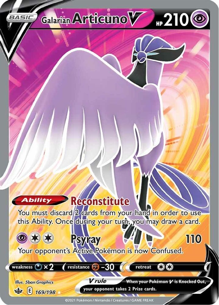 Galarian Articuno V (Full Art) 169  - Holofoil SWSH06 Chilling Reign - Ultra Rare