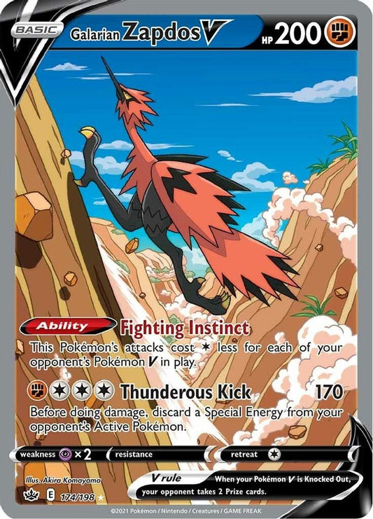 Galarian Zapdos V (Alternate Full Art) 174  - Holofoil SWSH06 Chilling Reign - Ultra Rare