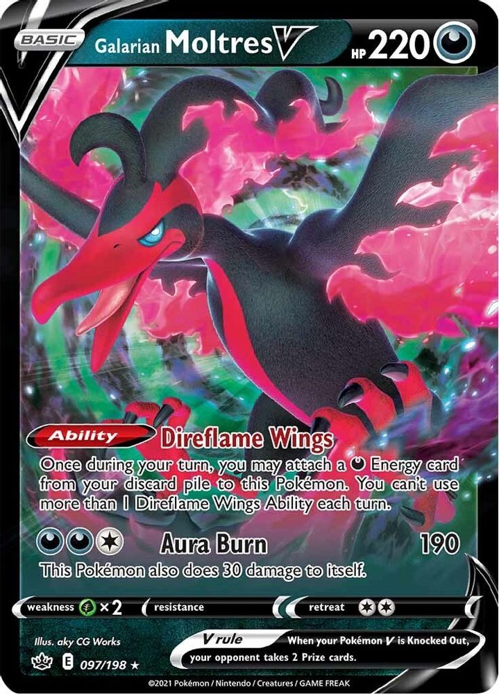 Galarian Moltres V 097  - Holofoil SWSH06 Chilling Reign - Ultra Rare