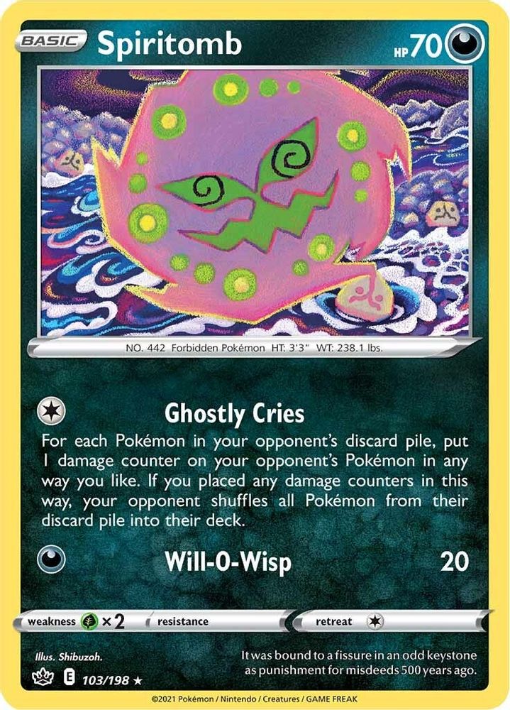 Spiritomb 103  - Reverse Holofoil SWSH06 Chilling Reign - Rare