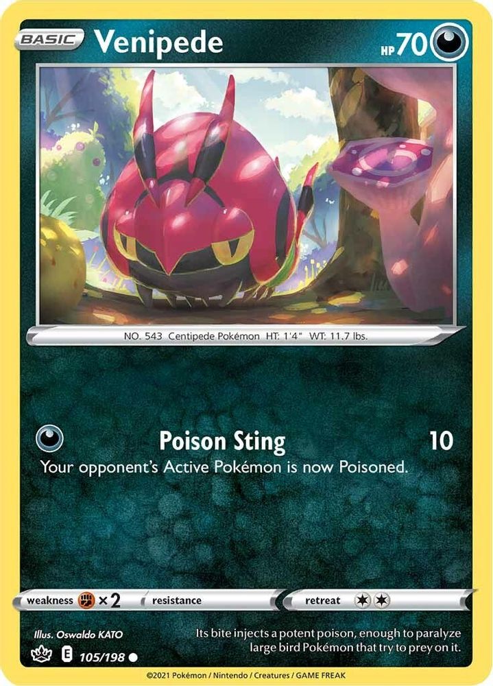 Venipede 105  SWSH06 Chilling Reign - Common