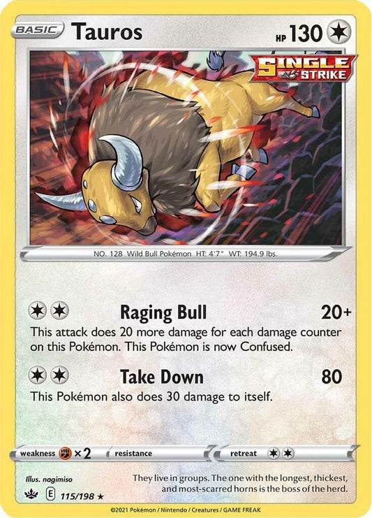 Tauros 115  - Holofoil SWSH06 Chilling Reign - Holo Rare