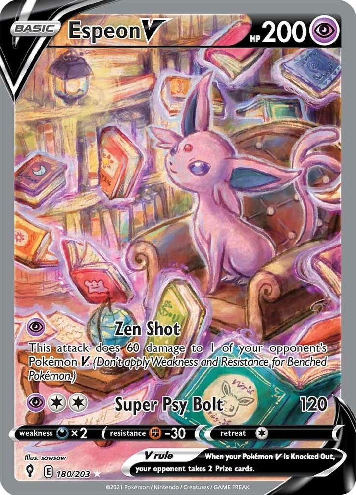 Espeon V (Alternate Full Art) 180  - Holofoil SWSH07 Evolving Skies - Ultra Rare