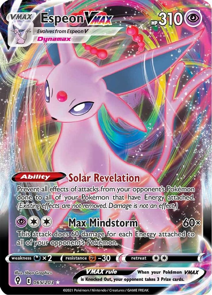 Espeon VMAX 065  - Holofoil SWSH07 Evolving Skies - Ultra Rare