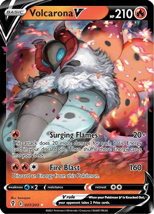 Volcarona V 021  - Holofoil SWSH07 Evolving Skies - Ultra Rare